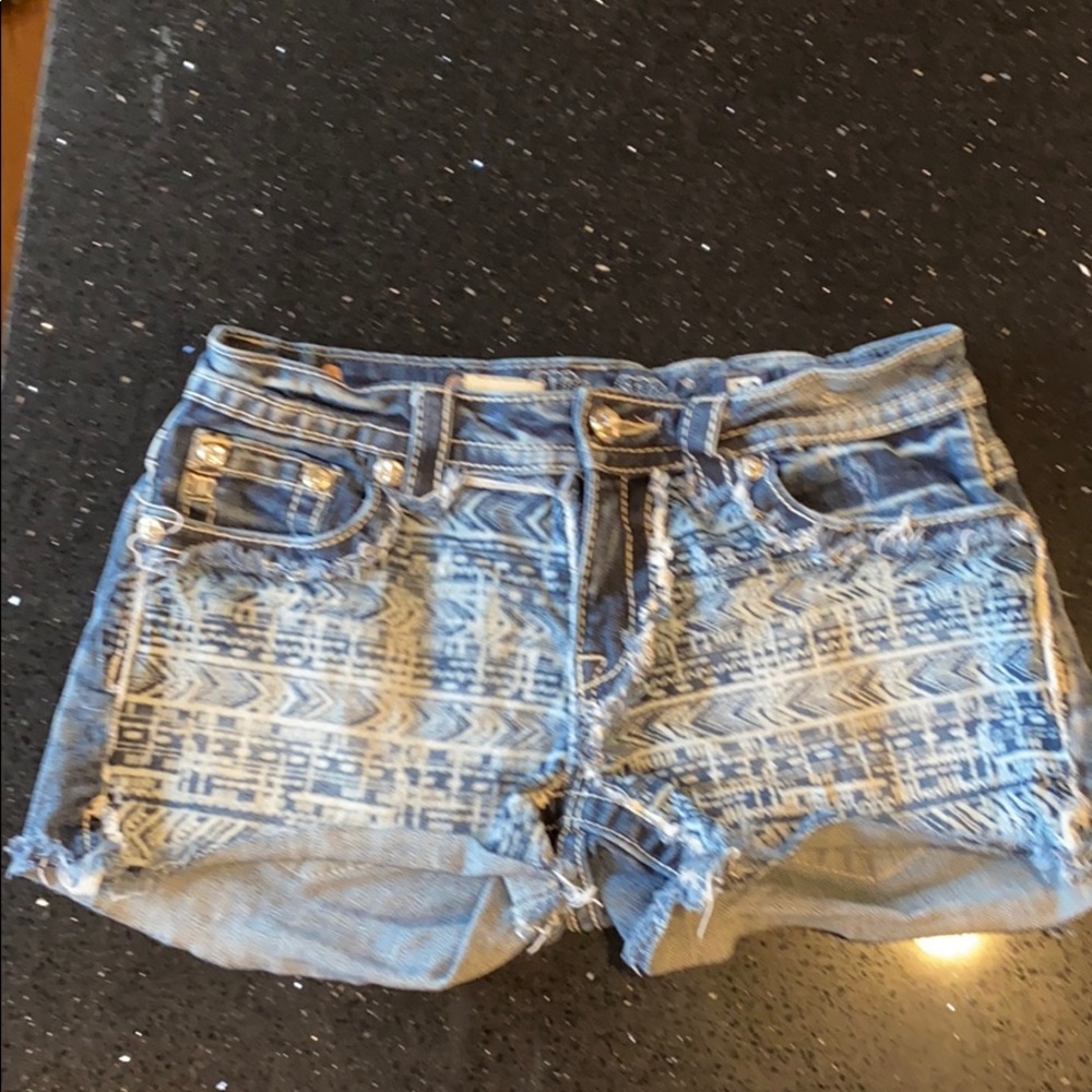 Miss Me Aztec Print Jean Shorts